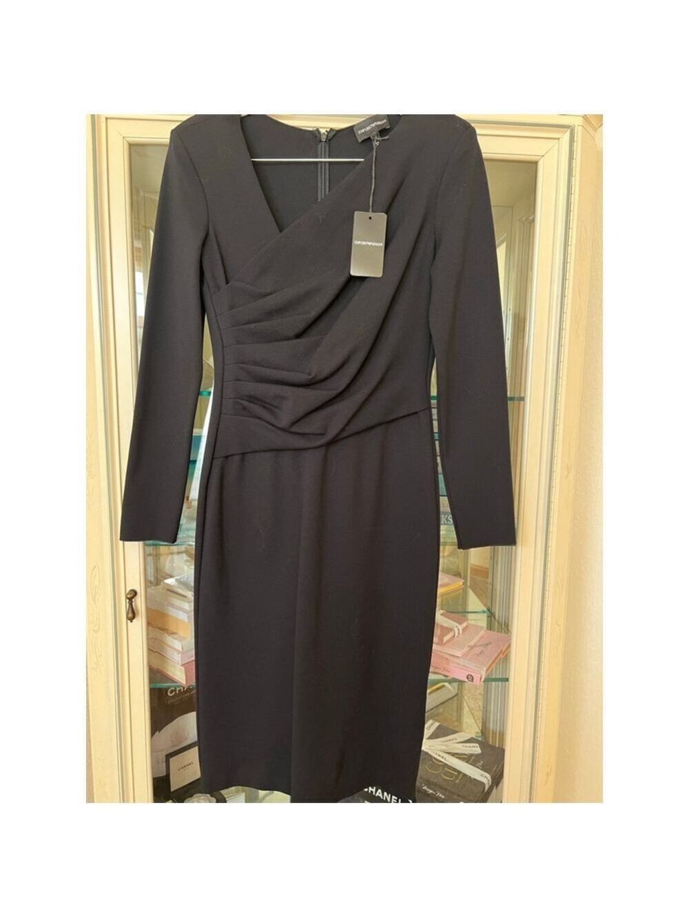 NWT EMPORIO ARMANI Black Long Sleeve Dress Size 6